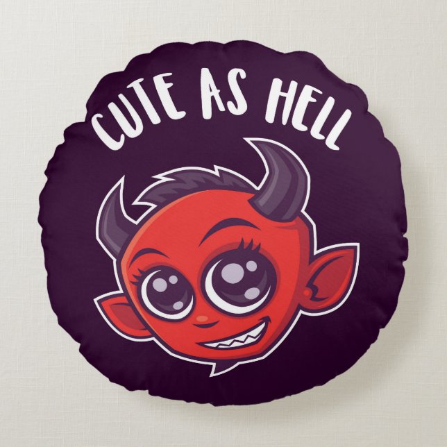 Cute as Hell Devil Round Pillow (Front)