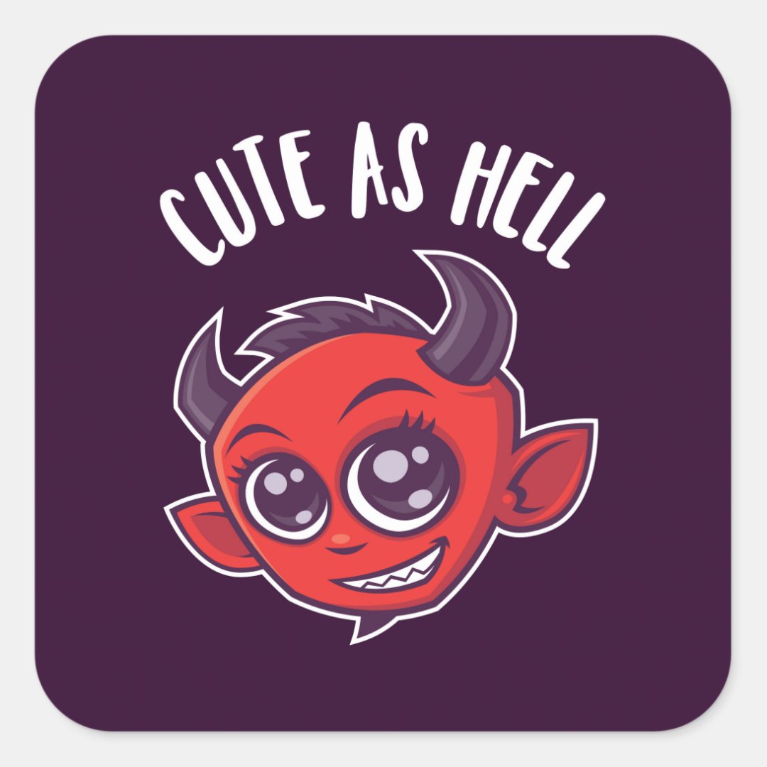 Cute As Hell Devil Square Sticker Zazzle