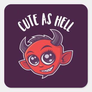 Cute as Hell Devil Square Sticker