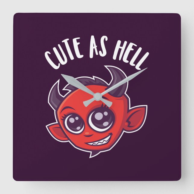 Cute as Hell Devil Square Wall Clock (Front)