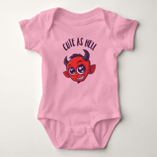 Cute as Hell Devil with Dark Text Baby Bodysuit