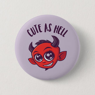 Cute as Hell Devil with Dark Text Button