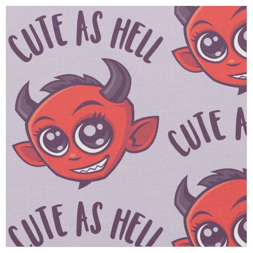 Cute as Hell Devil with Dark Text Fabric