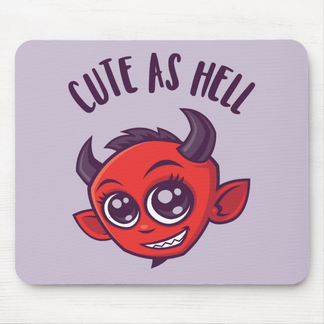 Cute as Hell Devil with Dark Text Mouse Pad (Front)