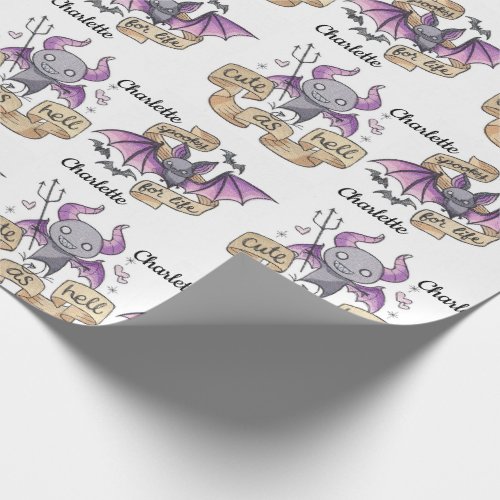 Cute As Hell Halloween Add Name Birthday Wrapping Paper