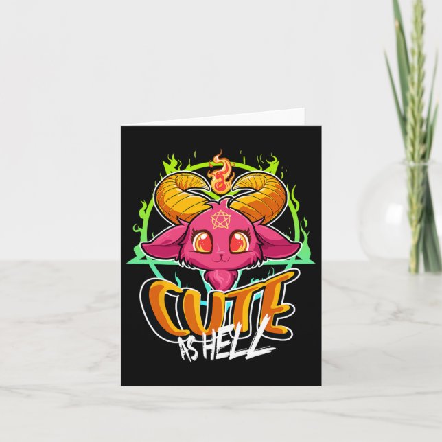 Cute As Hell Halloween Kawaii Phomet Funny Satan G Card (Front)
