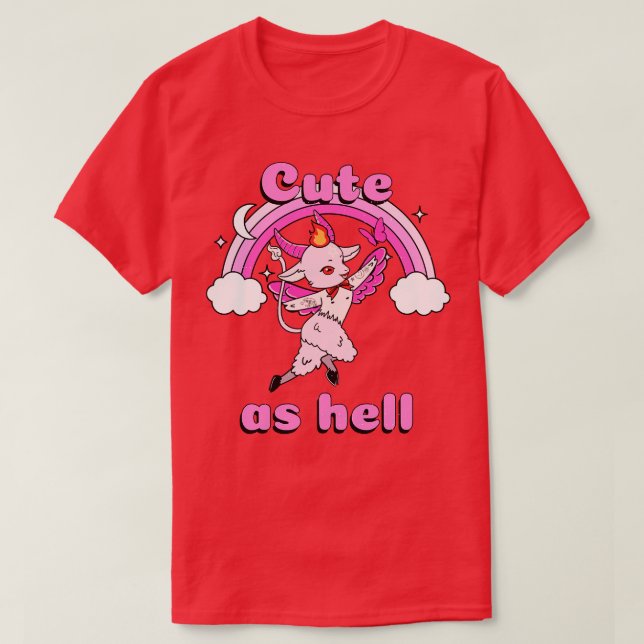 Cute As Hell  Kawaii Baphomet Pastel Goth Emo Pun T-Shirt (Design Front)