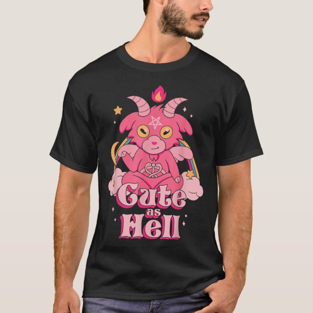 Cute As Hell Kawaii Baphomet Satan Goth Lucifer Sa T-Shirt (Front)