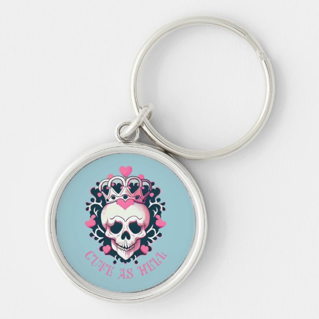 Cute as Hell Schädel mit Krone  Keychain (Front)