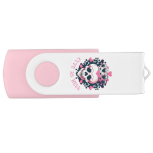 Cute as Hell skull with crown Flash Drive