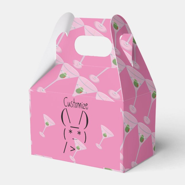 Cute Ascii bunny holding martini Favor Boxes (Front Side)