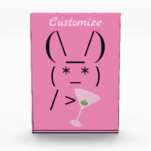 Cute Ascii bunny holding martini Thunder_Cove Acrylic Award