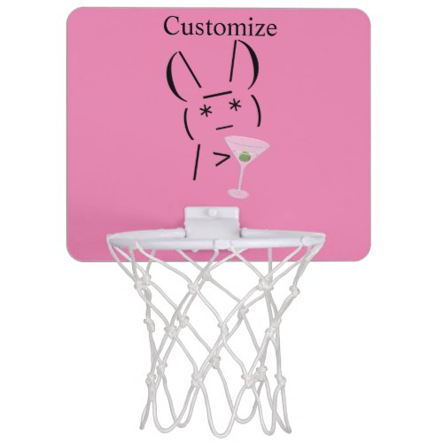 Cute Ascii bunny holding martini Thunder_Cove Mini Basketball Hoop