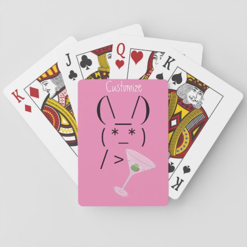 Cute Ascii bunny holding martini Thunder_Cove Playing Cards