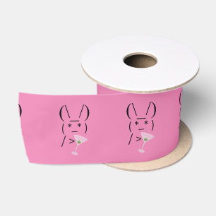 Cute Ascii bunny holding martini Thunder_Cove Satin Ribbon