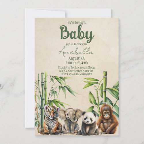 Cute Asian Baby Animals Invitation