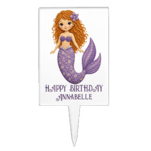 Cute Asian Mermaid Personalize Cake Topper