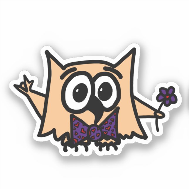 Cute ASL "I love you" Ollie the Owl Sticker (Front)