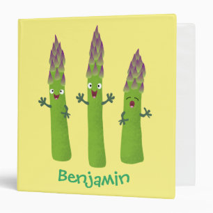 Cute asparagus singing vegetable trio cartoon 3 ring binder