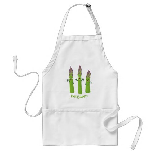 Cute asparagus singing vegetable trio cartoon adult apron