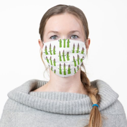 Cute asparagus singing vegetable trio cartoon adult cloth face mask