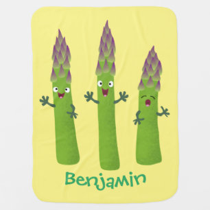 Cute asparagus singing vegetable trio cartoon baby blanket