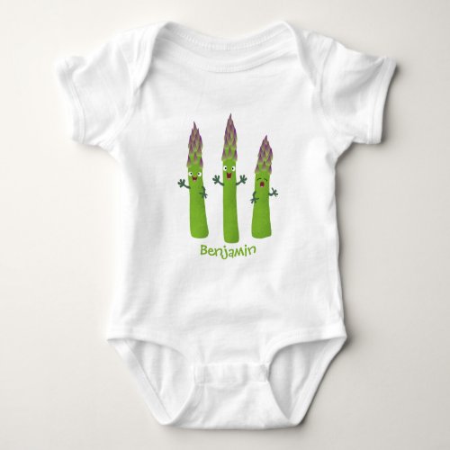Cute asparagus singing vegetable trio cartoon baby bodysuit