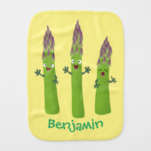 Cute asparagus singing vegetable trio cartoon baby burp cloth