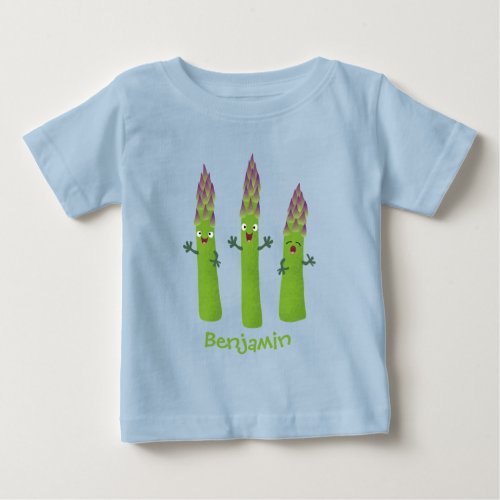 Cute asparagus singing vegetable trio cartoon baby T_Shirt