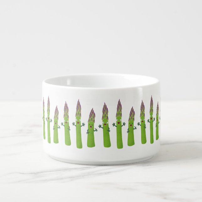 Cute asparagus singing vegetable trio cartoon bowl (Center)
