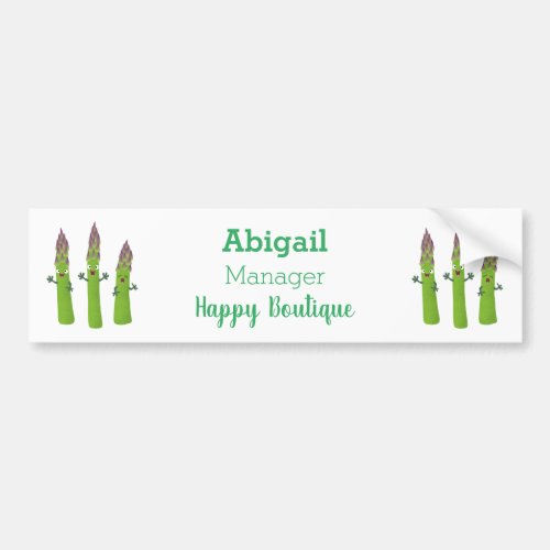 Cute asparagus singing vegetable trio cartoon  bumper sticker