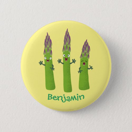 Cute asparagus singing vegetable trio cartoon button
