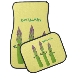 Cute asparagus singing vegetable trio cartoon car floor mat