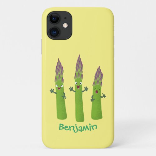 Cute asparagus singing vegetable trio cartoon iPhone 11 case
