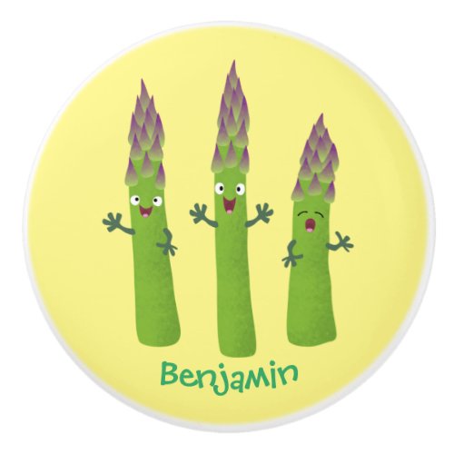 Cute asparagus singing vegetable trio cartoon ceramic knob