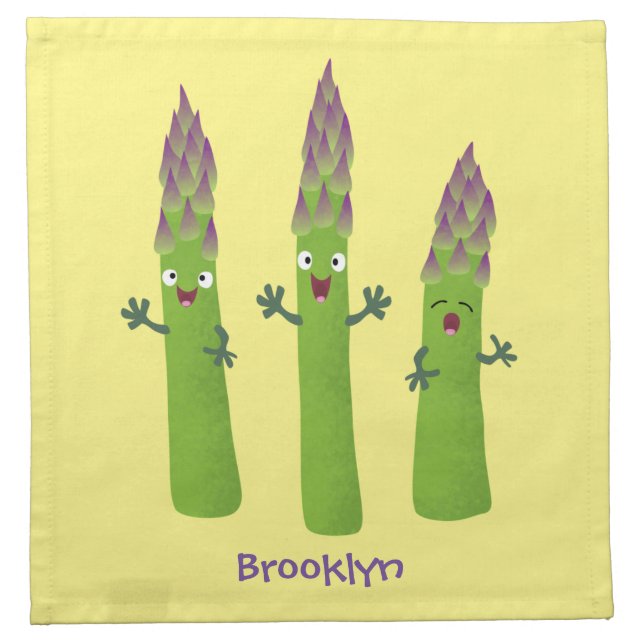 Cute asparagus singing vegetable trio cartoon cloth napkin (Front)