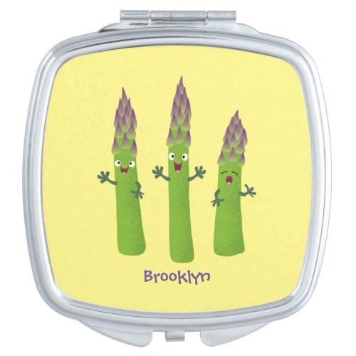 Cute asparagus singing vegetable trio cartoon compact mirror