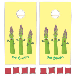 Cute asparagus singing vegetable trio cartoon cornhole set