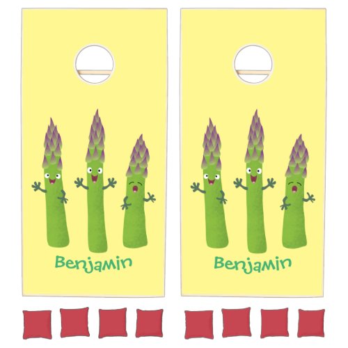 Cute asparagus singing vegetable trio cartoon cornhole set