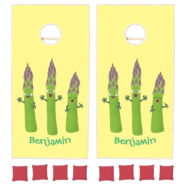 Cute asparagus singing vegetable trio cartoon cornhole set (Set)
