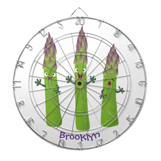 Cute asparagus singing vegetable trio cartoon dart board (Front)