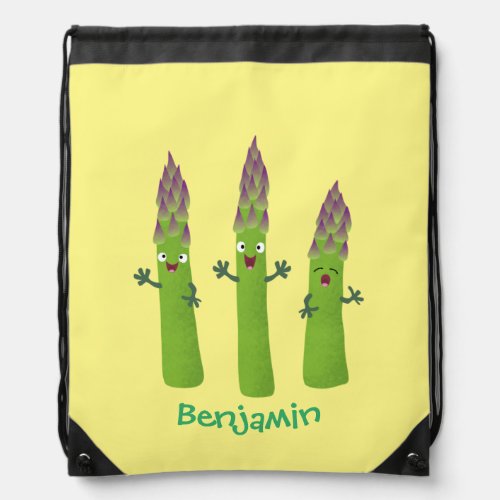 Cute asparagus singing vegetable trio cartoon drawstring bag