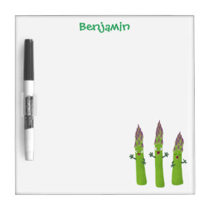 Cute asparagus singing vegetable trio cartoon dry erase board