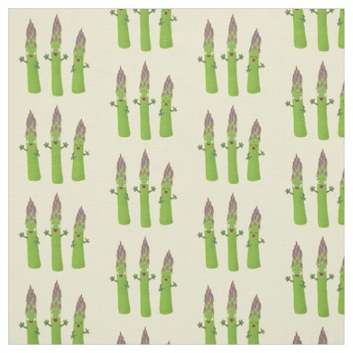 Cute asparagus singing vegetable trio cartoon fabric