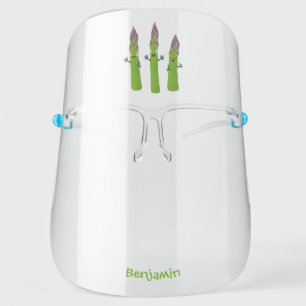 Cute asparagus singing vegetable trio cartoon face shield
