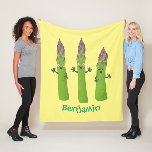 Cute asparagus singing vegetable trio cartoon fleece blanket