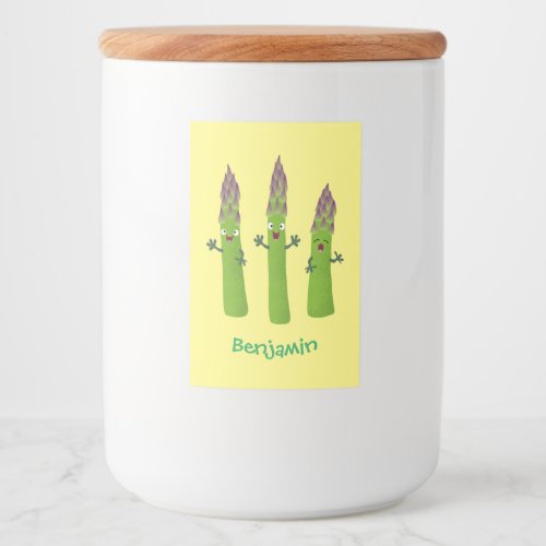 Cute asparagus singing vegetable trio cartoon food label