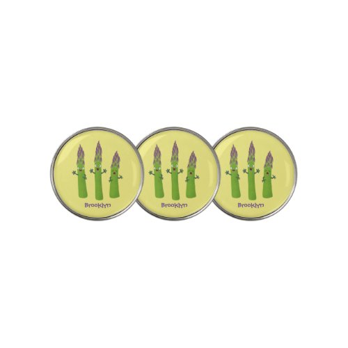 Cute asparagus singing vegetable trio cartoon golf ball marker