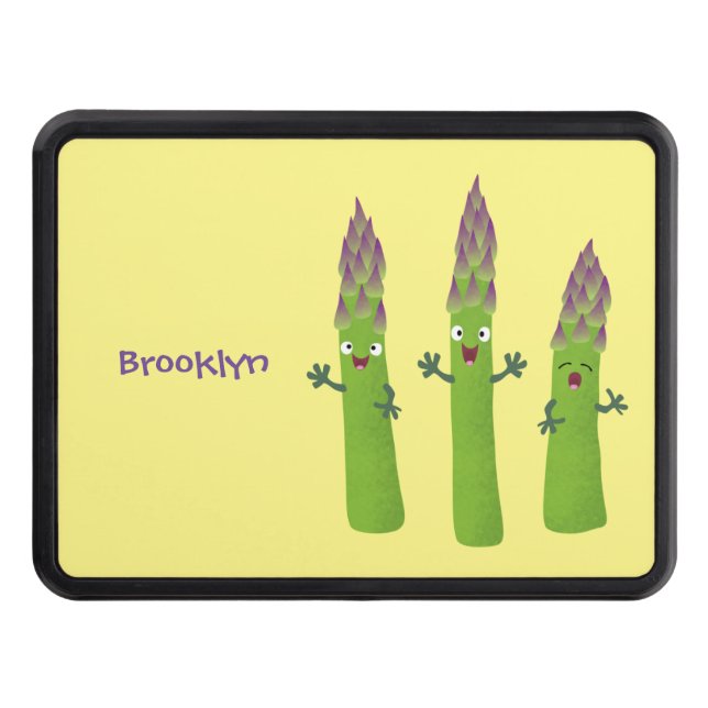 Cute asparagus singing vegetable trio cartoon hitch cover (Front)