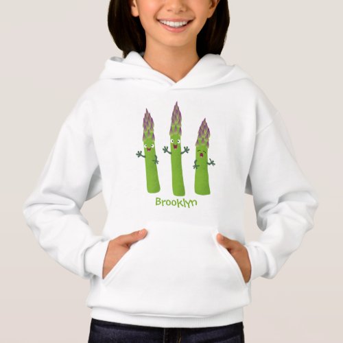 Cute asparagus singing vegetable trio cartoon hoodie